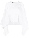 Valentino Pleated Bell-sleeves Top In White