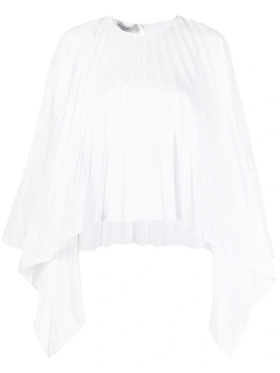 Valentino Pleated Bell-sleeves Top In White