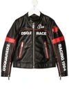 DSQUARED2 LOGO-PRINT MOTO JACKET