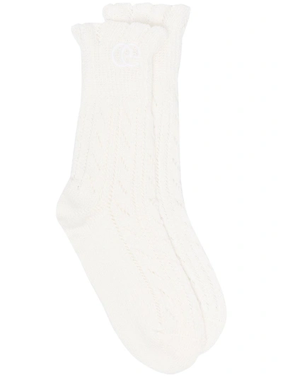 Gucci Interlocking G Open-knit Socks In White