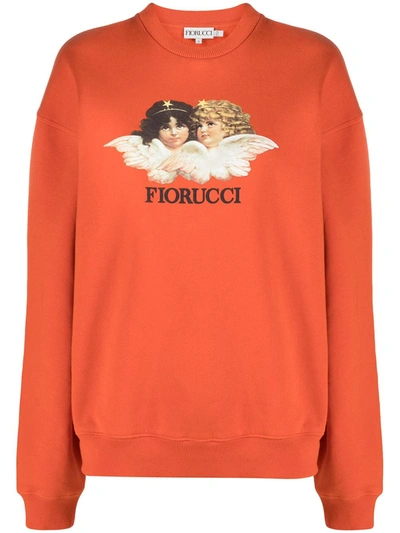 Fiorucci Vintage Angels Organic Cotton Sweatshirt In Orange