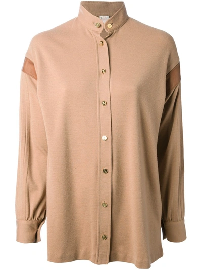 Pre-owned Roberta Di Camerino Mandarin Collar Shirt In Brown