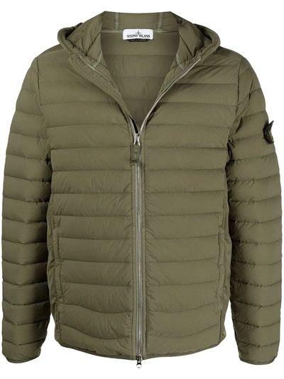 Stone Island Hooded Puffer Jacket In Green