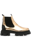 GANNI METALLIC LEATHER ANKLE BOOTS