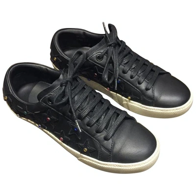 Pre-owned Saint Laurent Court Leather Trainers In Black