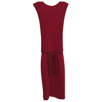 Pre-owned Giambattista Valli Wool Mid-length Dress In Burgundy
