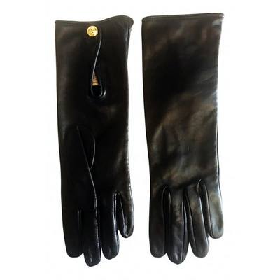 Pre-owned Versace Black Leather Gloves