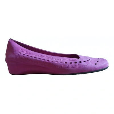 Pre-owned Baldinini Leather Ballet Flats In Purple