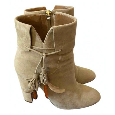 Pre-owned Aquazzura Ankle Boots In Beige