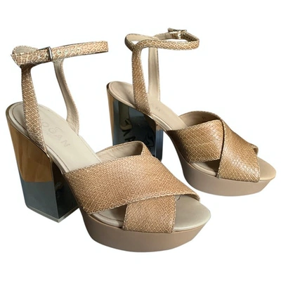 Pre-owned Hogan Leather Sandals In Beige