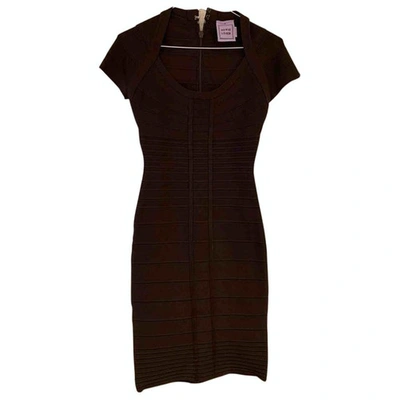 Pre-owned Herve Leger Mid-length Dress In Brown