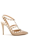 Valentino Rockstud Caged 100 Leather Pump In Gold