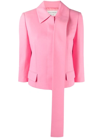 Alexander Mcqueen Cropped Single-breasted Jacket In Pink