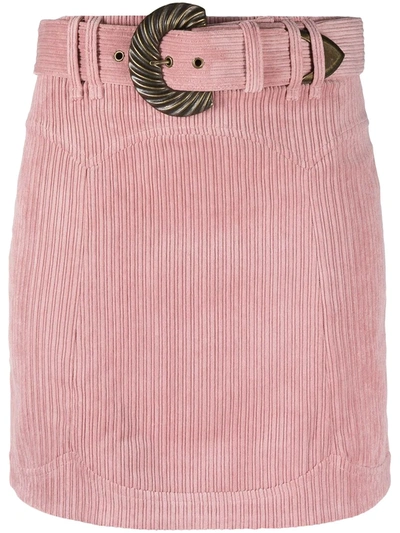 For Love & Lemons Corduroy Belted Skirt In Pink