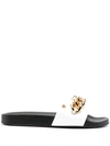 VERSACE CHAIN-EMBELLISHED MEDUSA SLIDES