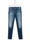 Dsquared2 Teen Distressed Effect Light-wash Jeans In Blue