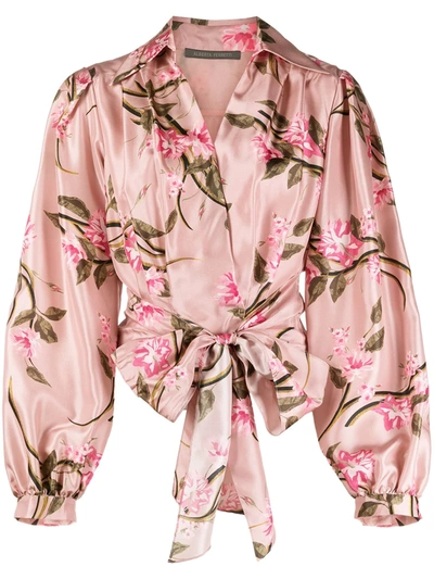 Alberta Ferretti Floral Print Silk Blouse In Pink