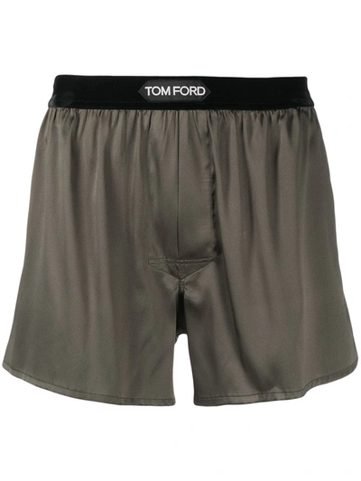 Tom Ford Logo-waistband Boxer Shorts In Green
