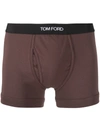 Tom Ford Logo-waistband Cotton Boxers In Dark Brown
