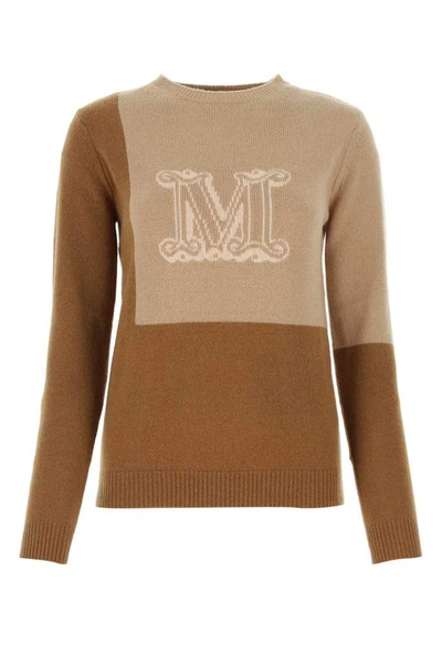 Max Mara Maxmara Caimano - Pure Cashmere Yarn Jumper In Beige,brown,pink