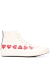 Comme Des Garçons Play Off-white Converse Edition Multiple Hearts Chuck 70 High Sneakers In White