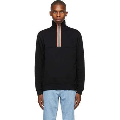 Burberry Black Icon Stripe Half-zip Sweatshirt