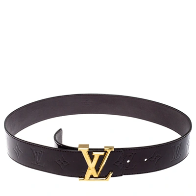 Pre-owned Louis Vuitton Amarante Monogram Vernis Initials Belt 85cm In Burgundy