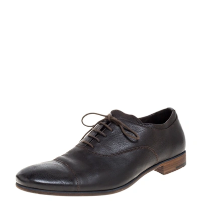 Pre-owned Prada Dark Brown Leather Cap Toe Lace Up Oxford Size 42.5