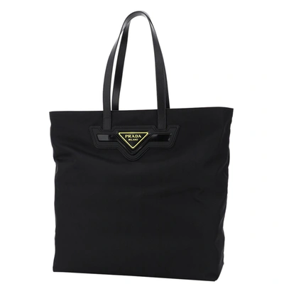 Pre-owned Prada Black Nylon Leather Tote Bag