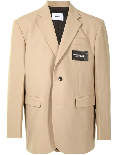 We11 Done Logo-patch Single-breasted Blazer In Brown