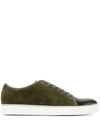 Lanvin Dbb1 Army Green Suede Sneakers In Khaki