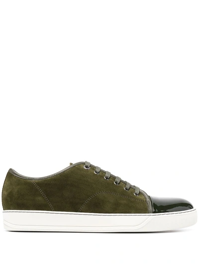Lanvin Dbb1 Army Green Suede Trainers In Khaki