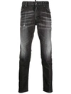 Dsquared2 Slim Distressed Effect Black Jeans In Black
