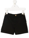 Young Versace Greca-print Cotton Shorts In Black