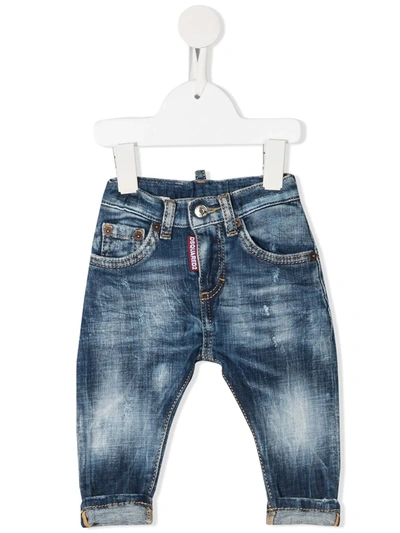 Dsquared2 Babies' Distressed Denim Jeans In 蓝色