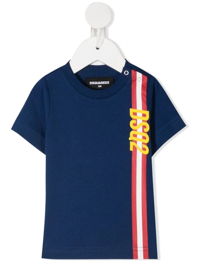 Dsquared2 Babies' Logo Stripe T-shirt In Blu