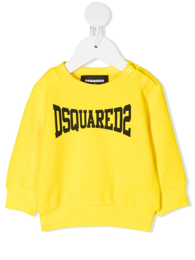 Dsquared2 Babies' Woven Cotton Logo-print Sweatshirt In 黄色