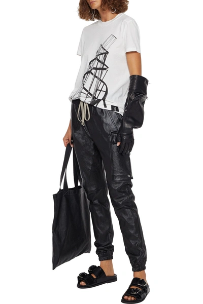 Rick Owens Cargo Jog Stretch-leather Track Pants In Black