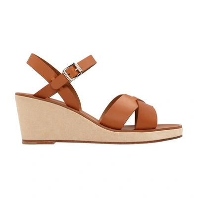 A.p.c. Judith Leather And Suede Wedge Sandals In Brown
