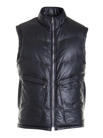 Corneliani Reversible Black Padded Waistcoat