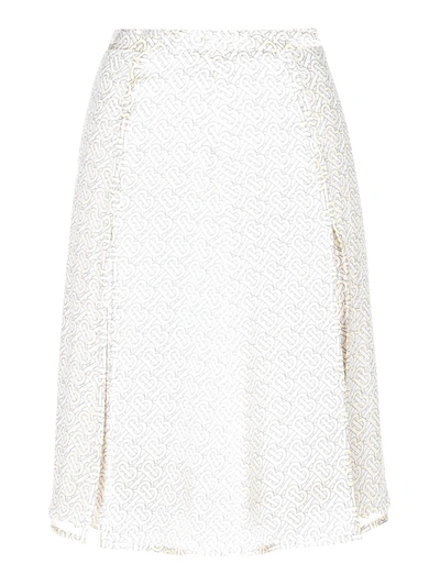 Burberry Silk Darted Skirt In Yellow
