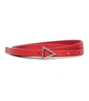 Bottega Veneta French Calf Leather Belt With Triangular Buckle In Red