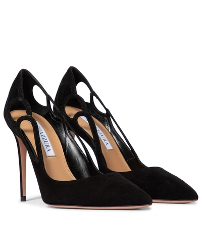 Aquazzura Black Suede Forever Pumps