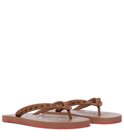 Christian Louboutin 10mm Loubi Flip Rubber Thong Sandals In Camel