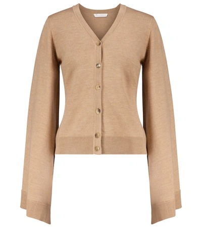 Jw Anderson Wing Draped Merino Wool Cardigan In Neutral