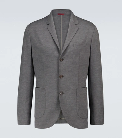 Brunello Cucinelli Single-breasted Linen Blazer In Grey