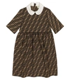Fendi Ff Cotton-blend Dress In Brown