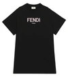 FENDI LOGO COTTON T-SHIRT DRESS,P00530541