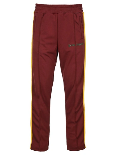 Palm Angels Burgundy College Slim Track Pants In Red