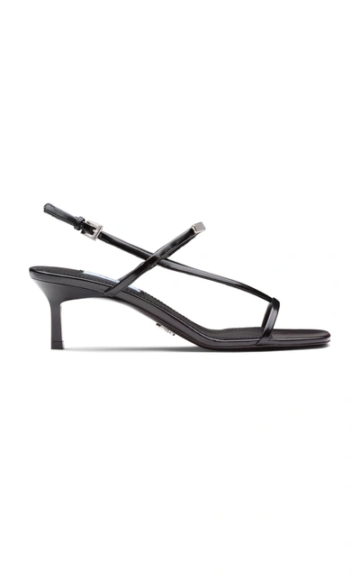 Prada Brushed Leather Slingback Sandals In Black